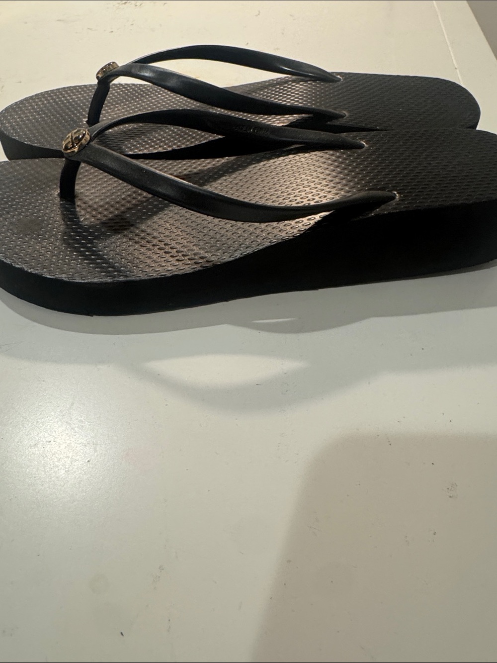 Tory Burch Size 10 Wedge Flip Flops Black - Picture 5 of 10